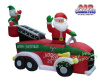 Santa Driving Fire Truck with Snowman Christmas Inflatable 